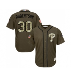Men's Philadelphia Phillies #30 David Robertson Authentic Green Salute to Service Baseball Jersey