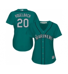 Women's Seattle Mariners #20 Dan Vogelbach Replica Teal Green Alternate Cool Base Baseball Jersey
