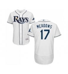 Men's Tampa Bay Rays #17 Austin Meadows Home White Home Flex Base Authentic Collection Baseball Jersey