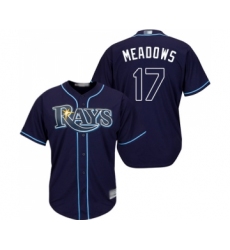 Youth Tampa Bay Rays #17 Austin Meadows Replica Navy Blue Alternate Cool Base Baseball Jersey