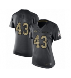 Women's Baltimore Ravens #43 Justice Hill Limited Black 2016 Salute to Service Football Jersey
