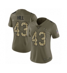 Women's Baltimore Ravens #43 Justice Hill Limited Purple Therma Long Sleeve Football Jersey