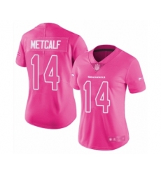 Women's Seattle Seahawks #14 D.K. Metcalf Limited Pink Rush Fashion Football Jersey