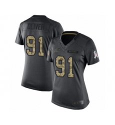 Women's Buffalo Bills #91 Ed Oliver Limited Black 2016 Salute to Service Football Jersey