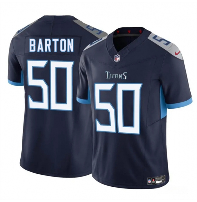 Men's Tennessee Titans #50 Cody Barton Navy 2025 F.U.S.E. Vapor Limited Football Stitched Jersey