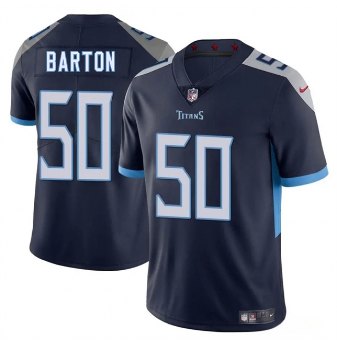 Men's Tennessee Titans #50 Cody Barton Navy 2025 Vapor Limited Football Stitched Jersey