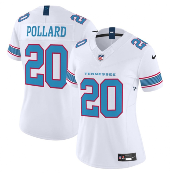 Women's Tennessee Titans #20 Tony Pollard White 2026 F.U.S.E. Vapor Limited Stitched Football Jersey(Run Small)