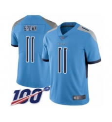 Youth Tennessee Titans #11 A.J. Brown Light Blue Alternate Vapor Untouchable Limited Player 100th Season Football Jersey