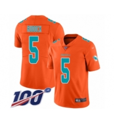 Men's Miami Dolphins #5 Jake Rudock Limited Orange Inverted Legend 100th Season Football Jersey Men's Miami Dolphins #5 Jake Rudock Limited Orange Inverted Legend 100th Season Football Jersey
