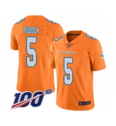 Men's Miami Dolphins #5 Jake Rudock Limited Orange Rush Vapor Untouchable 100th Season Football Jersey Men's Miami Dolphins #5 Jake Rudock Limited Orange Rush Vapor Untouchable 100th Season Football Jersey