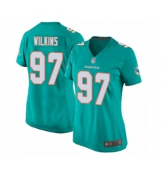 Women's Miami Dolphins #97 Christian Wilkins Game Aqua Green Team Color Football Jersey