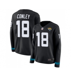 Women's Jacksonville Jaguars #18 Chris Conley Limited Black Therma Long Sleeve Football Jersey