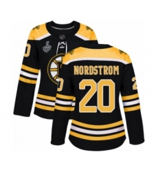 Women's Boston Bruins #20 Joakim Nordstrom Authentic Black Home 2019 Stanley Cup Final Bound Hockey Jersey