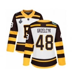 Women's Boston Bruins #48 Matt Grzelcyk Authentic White Winter Classic 2019 Stanley Cup Final Bound Hockey Jersey