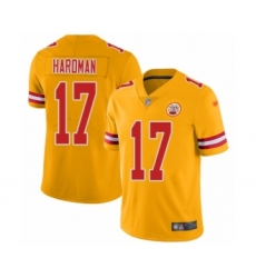 Women's Kansas City Chiefs #17 Mecole Hardman Limited Gold Inverted Legend Football Jersey