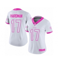 Women's Kansas City Chiefs #17 Mecole Hardman Limited White Pink Rush Fashion Football Jersey