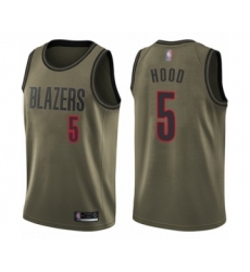 Youth Portland Trail Blazers #5 Rodney Hood Swingman Green Salute to Service Basketball Jersey