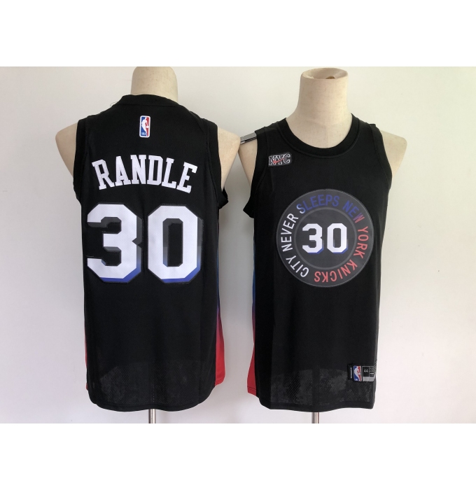 Men's New York Knicks #30 Julius Randle Black Nike City Player Jersey