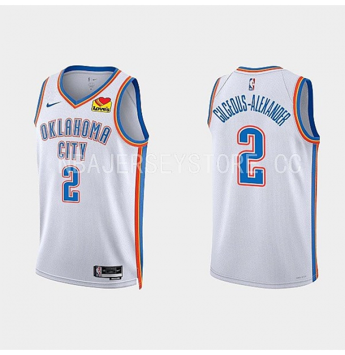 Men's Oklahoma City Thunder #2 Shai Gilgeous-Alexander Association Edition White Jersey