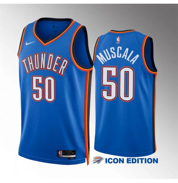 Men's Oklahoma City Thunder #50 Mike Muscala Blue Icon Edition Stitched Basketball Jersey