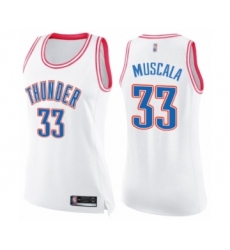 Women's Oklahoma City Thunder #33 Mike Muscala Swingman White Pink Fashion Basketball Jersey