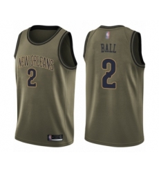 Men's New Orleans Pelicans #2 Lonzo Ball Swingman Green Salute to Service Basketball Jersey