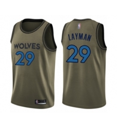 Men's Minnesota Timberwolves #29 Jake Layman Swingman Green Salute to Service Basketball Jersey