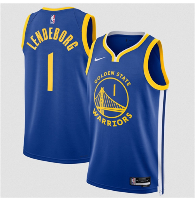 Men's Golden State Warriors #1 Yaxel Lendeborg Blue 2026 Draft Icon Edition Stitched Basketball Jersey
