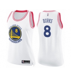 Women's Golden State Warriors #8 Alec Burks Swingman White Pink Fashion Basketball Jersey