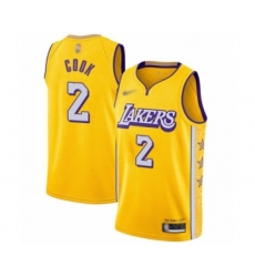 Men's Los Angeles Lakers #2 Quinn Cook Swingman Gold 2019-20 City Edition Basketball Jersey