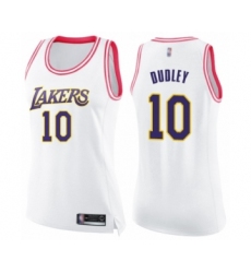 Women's Los Angeles Lakers #10 Jared Dudley Swingman White Pink Fashion Basketball Jersey