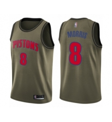 Men's Detroit Pistons #8 Markieff Morris Swingman Green Salute to Service Basketball Jersey