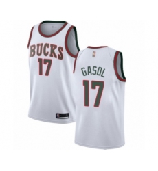 Youth Milwaukee Bucks #17 Pau Gasol Authentic White Fashion Hardwood Classics Basketball Jersey