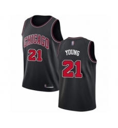 Women's Chicago Bulls #21 Thaddeus Young Authentic Black Basketball Jersey Statement Edition