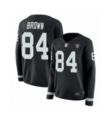 Women's Oakland Raiders #84 Antonio Brown Limited Black Therma Long Sleeve Football Jersey