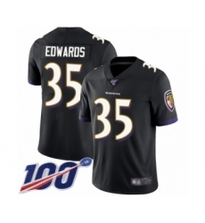 Youth Baltimore Ravens #35 Gus Edwards Black Alternate Vapor Untouchable Limited Player 100th Season Football Jersey