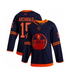 Men's Edmonton Oilers #15 Josh Archibald Authentic Navy Blue Alternate Hockey Jersey