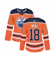 Women's Edmonton Oilers #18 James Neal Authentic Orange Home Hockey Jersey