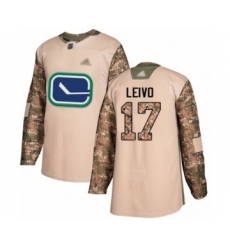Men's Vancouver Canucks #17 Josh Leivo Authentic Camo Veterans Day Practice Hockey Jersey