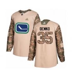 Men's Vancouver Canucks #35 Thatcher Demko Authentic Camo Veterans Day Practice Hockey Jersey