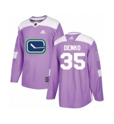 Men's Vancouver Canucks #35 Thatcher Demko Authentic Purple Fights Cancer Practice Hockey Jersey