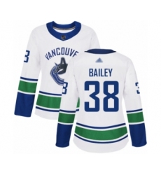Women's Vancouver Canucks #38 Justin Bailey Authentic White Away Hockey Jersey