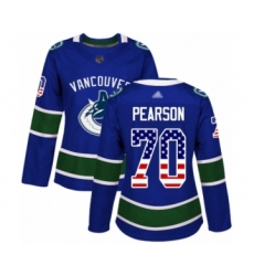 Women's Vancouver Canucks #70 Tanner Pearson Authentic Blue USA Flag Fashion Hockey Jersey