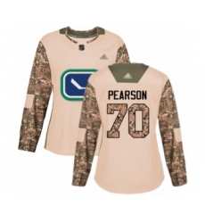 Women's Vancouver Canucks #70 Tanner Pearson Authentic Camo Veterans Day Practice Hockey Jersey