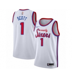 Men's Philadelphia 76ers #1 Mike Scott Authentic White Hardwood Classics Basketball Jersey