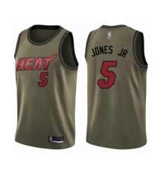 Youth Miami Heat #5 Derrick Jones Jr Swingman Green Salute to Service Basketball Jersey
