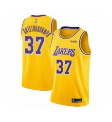 Youth Los Angeles Lakers #37 Kostas Antetokounmpo Swingman Gold Basketball Jersey - Icon Edition