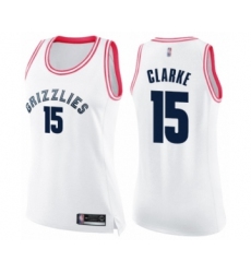 Women's Memphis Grizzlies #15 Brandon Clarke Swingman White Pink Fashion Basketball Jersey