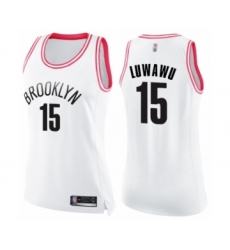 Women's Brooklyn Nets #15 Timothe Luwawu Swingman White Pink Fashion Basketball Jersey
