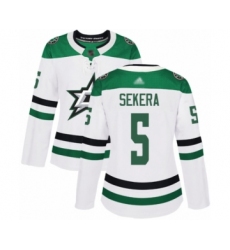 Women's Dallas Stars #5 Andrej Sekera Authentic White Away Hockey Jersey
